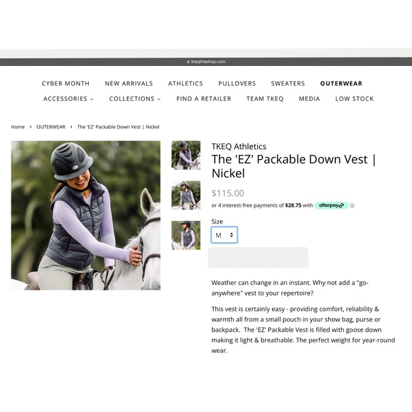 NWOT TKEQ packable down vest w/ carry pouch. brown , size XXL or M equestrian - Picture 7 of 7